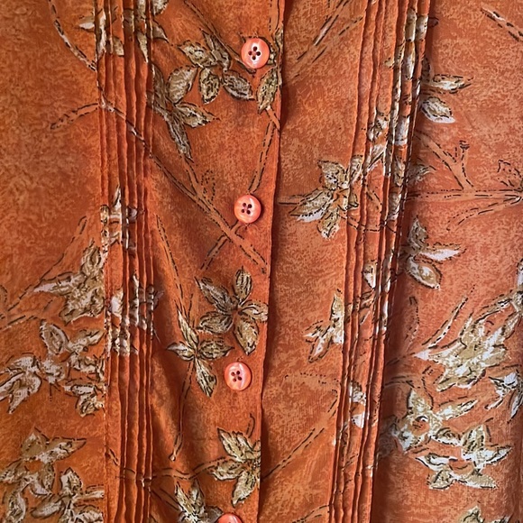 Vintage sheer floral printed short sleeve button down blouse top - Picture 2 of 5